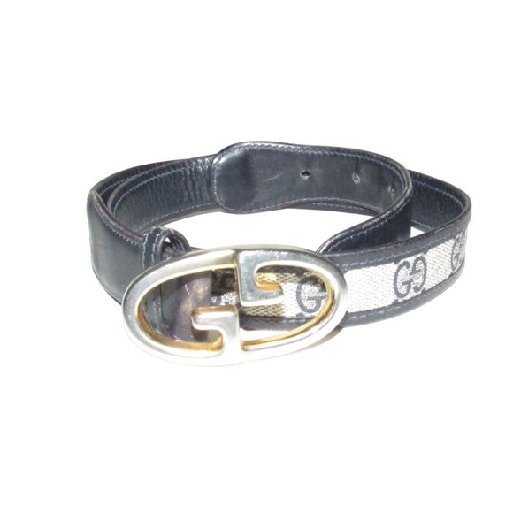 Gucci Navy Guccissima Leather Belt w a Two-tone GG Buckle - Picture 6 of 16